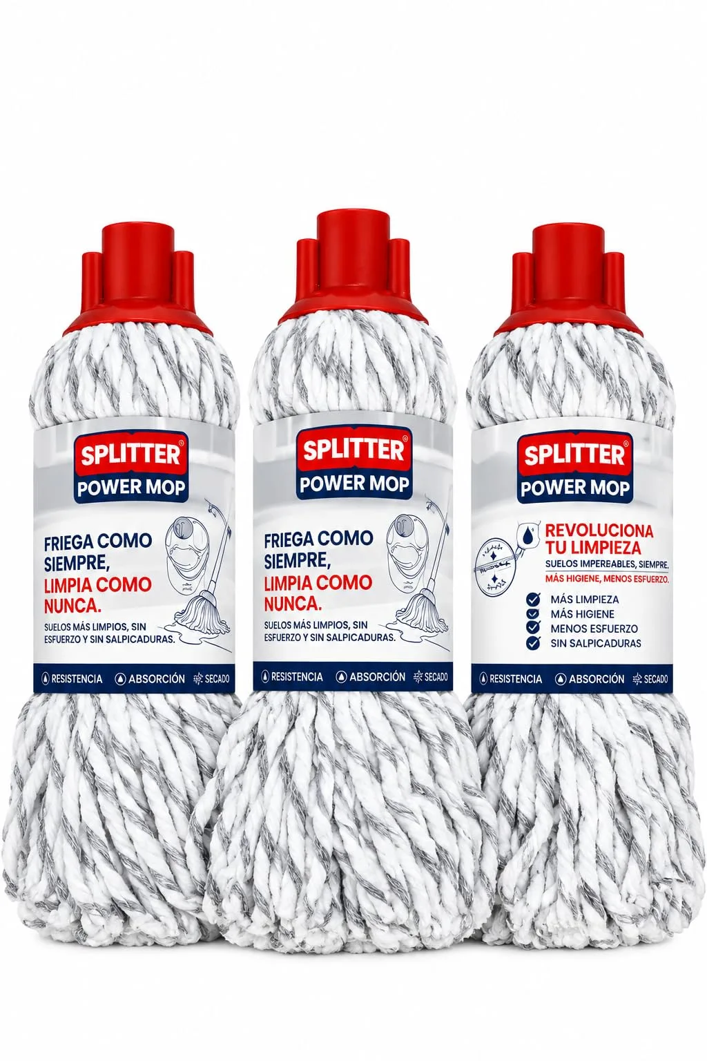 Pack de 3 fregonas de recambio Splitter Power Mop